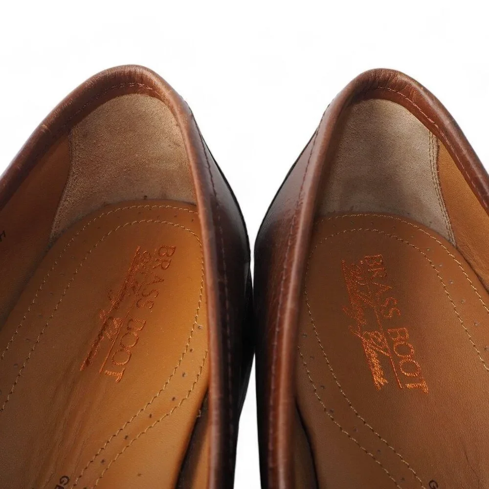 Brass‎ Boots Tassel Kiltie Slip-on Moc Toe Leather Loafers 93438 Brown Men's 11M